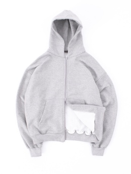 BLUZA BOXY SZARY MELANŻ Z EKSPRESEM